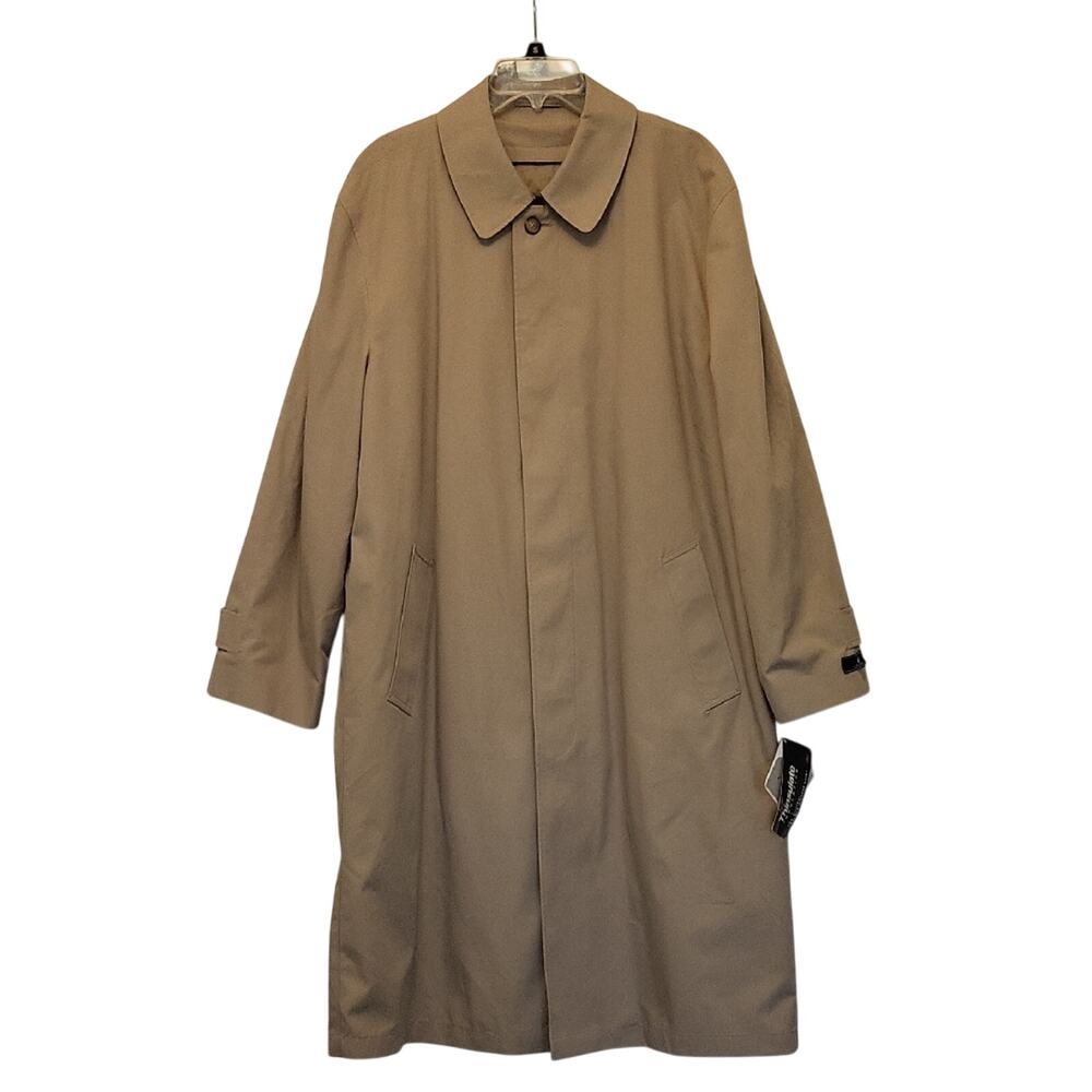 London Fog Men’s Beige Winter Trench Coat Classic Lined Raincoat Size 40R
